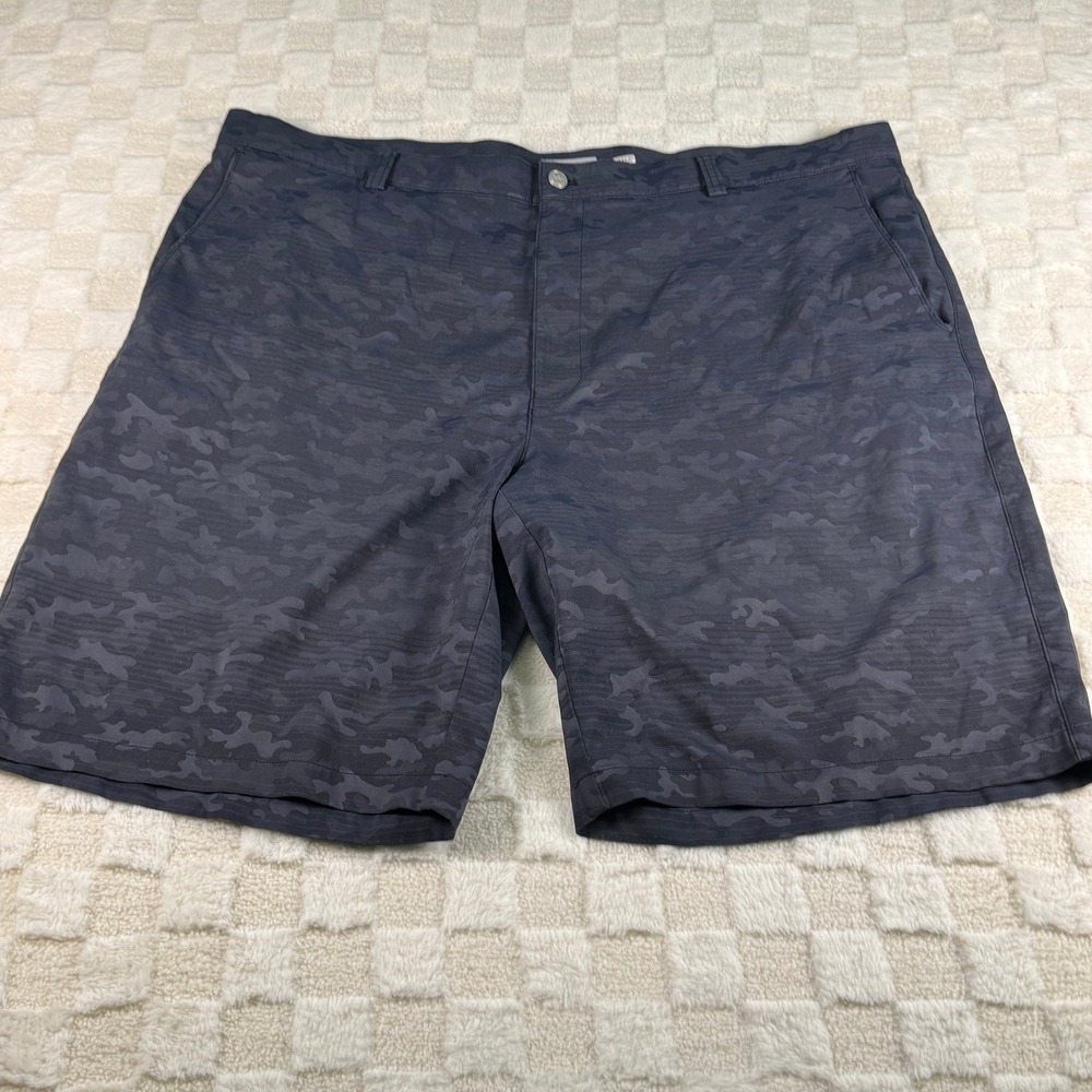 Peter Millar Mens 46R Navy Blue Camo Performance Golf Shorts Stretch Flat Front